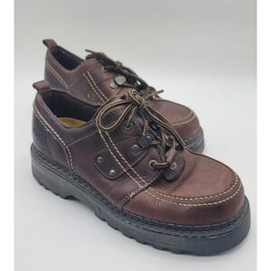 CAT Tracks Caterpillar Leather Oxford Shoes Brown Lug Sole Y2K Mens 10